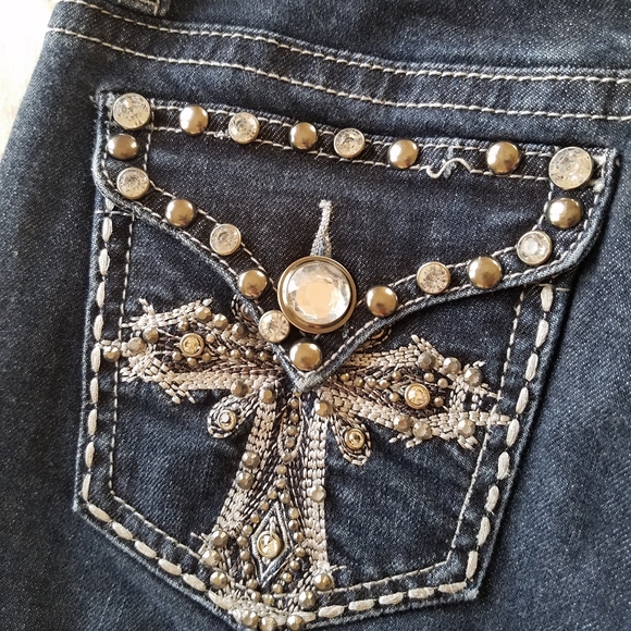 L.A. idol Denim - LA Idol USA Blingy Cross Flap Pocket Blue Jean